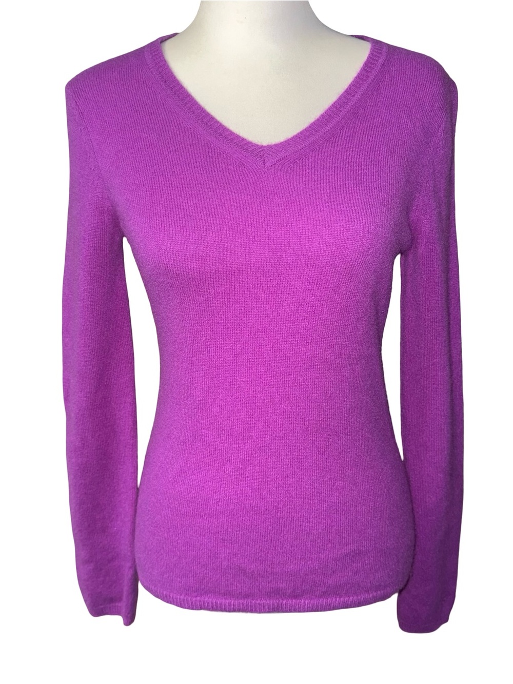 Peck & Peck Cashmere Pullover V-Neck Sweater Women’s Small Purple